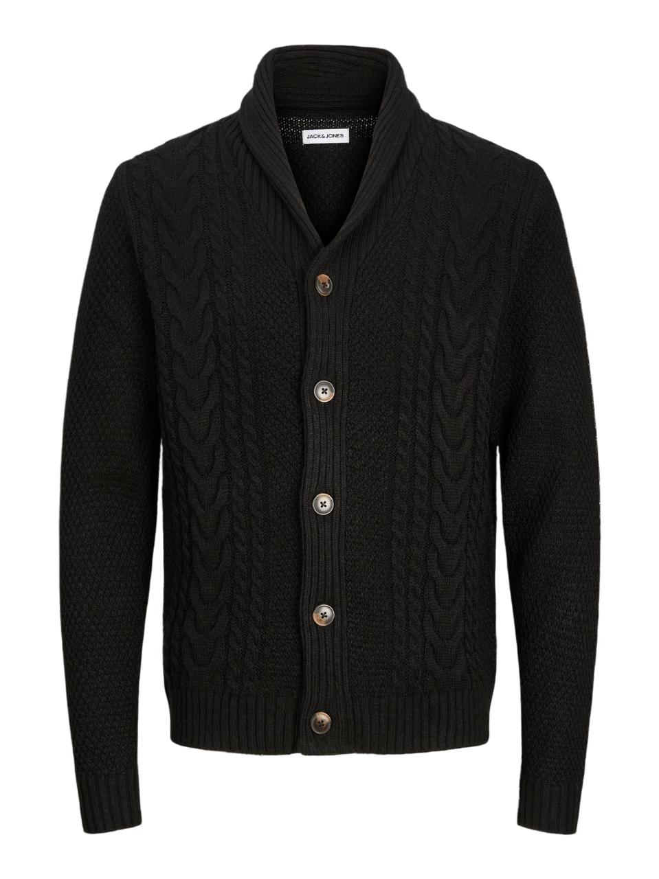 Chaqueta de punto con botones y trenzas Jack & Jones Black
