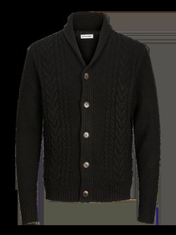 Chaqueta de punto con botones y trenzas Jack & Jones Black