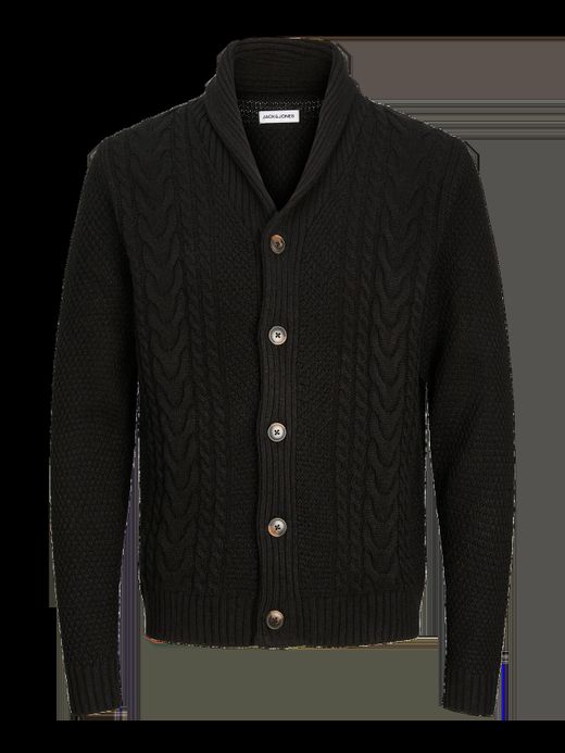 Chaqueta de punto con botones y trenzas Jack & Jones Black