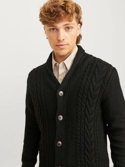 Chaqueta de punto con botones y trenzas Jack & Jones Black