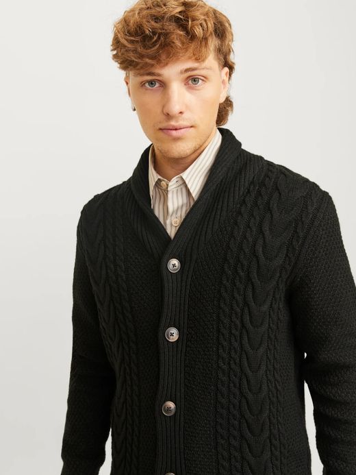 Chaqueta de punto con botones y trenzas Jack & Jones Black