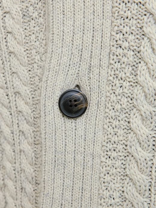 Chaqueta de punto con botones y trenzas Jack & Jones White Melange