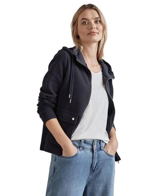 Chaqueta de punto con capucha y cremallera Street One Night Sky