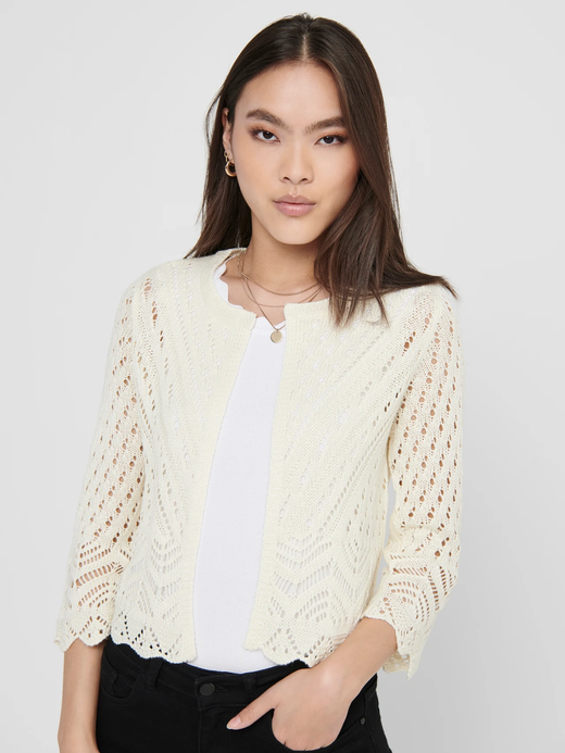 Chaqueta de punto corta calada Jdy Eggnog