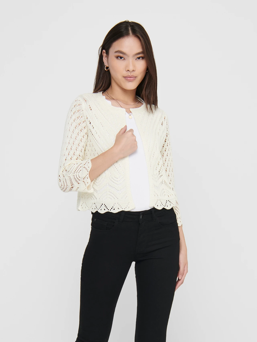 Chaqueta de punto corta calada Jdy Eggnog