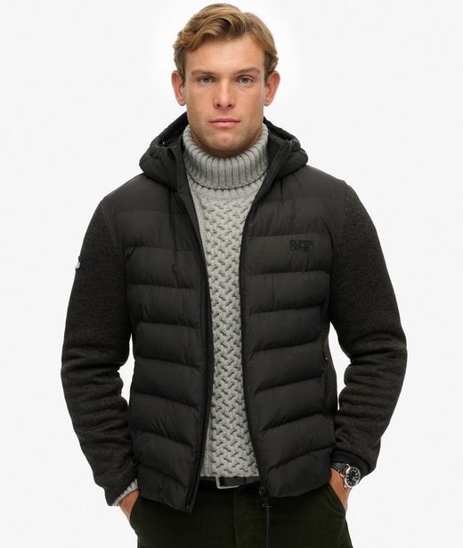 Chaqueta híbrida con capucha Superdry Black
