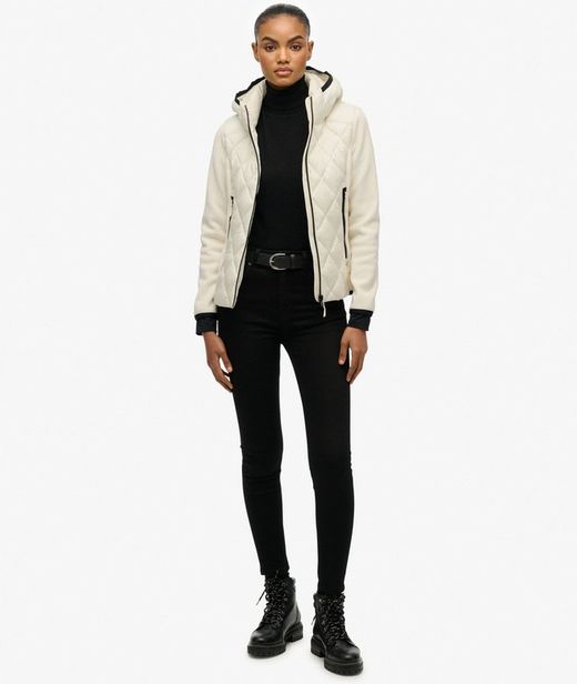 Chaqueta híbrida con capucha Superdry Off White