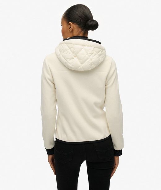 Chaqueta híbrida con capucha Superdry Off White
