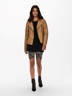 Chaqueta polipiel con cremallera lateral Only Toasted Coconut