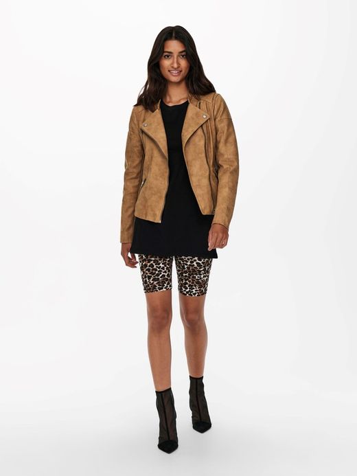 Chaqueta polipiel con cremallera lateral Only Toasted Coconut
