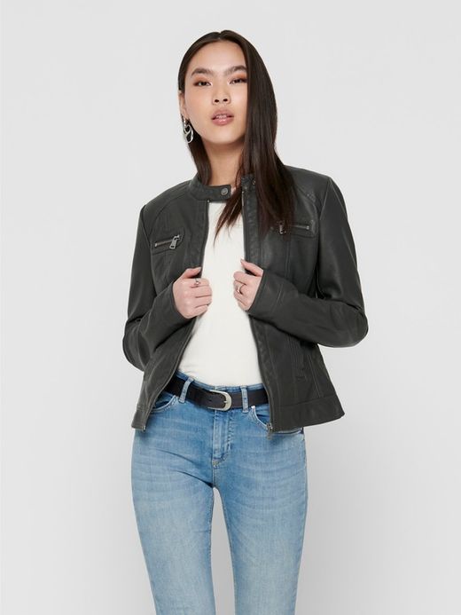 Chaqueta polipiel con cremallera Only Black