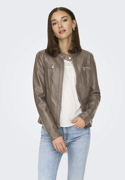 Chaqueta polipiel con cremallera Only Walnut