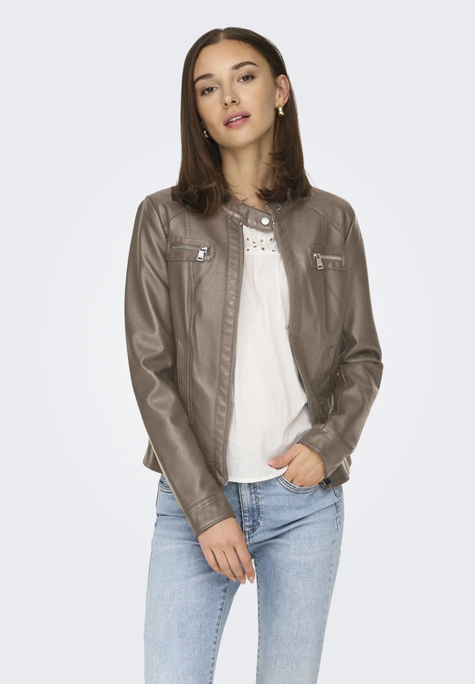 Chaqueta polipiel con cremallera Only Walnut