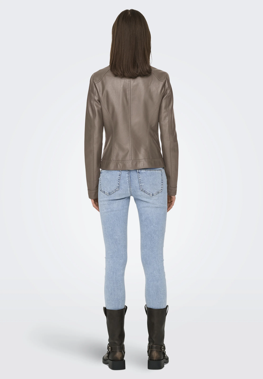 Chaqueta polipiel con cremallera Only Walnut