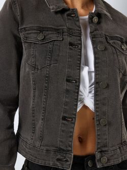 Chaqueta tejana corta Noisy May Dark Grey