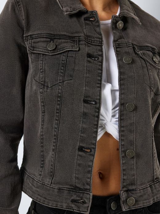 Chaqueta tejana corta Noisy May Dark Grey