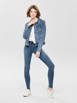 Giacca di jeans elasticizzata consumata Solo blu medio