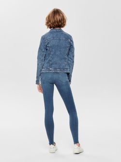 Giacca di jeans elasticizzata consumata Solo blu medio