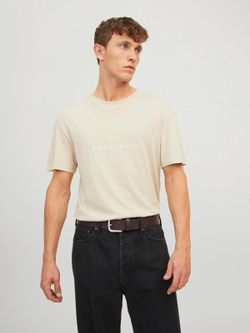 Cinturón básico PU con letras logotipo Jack & Jones Brown