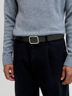 Cinturón de piel con hebilla cuadrada Jack & Jones Black