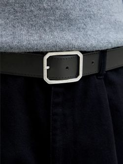Cinturón de piel con hebilla cuadrada Jack & Jones Black