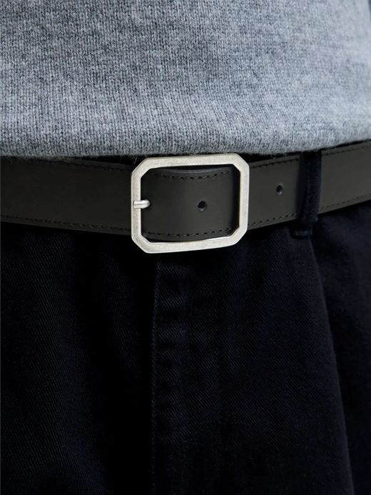 Cinturón de piel con hebilla cuadrada Jack & Jones Black