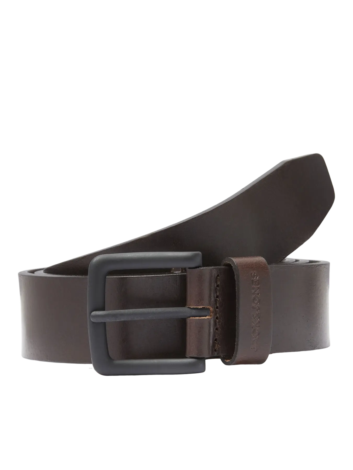 Cinturón de piel con hebilla Jack & Jones Black Coffee