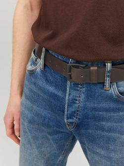 Cinturón de piel con hebilla Jack & Jones Black Coffee