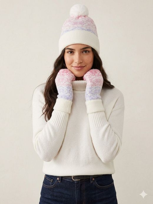 Conjunto gorro & manoplas Pieces Cloud Dancer