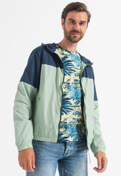 Cortavientos con capucha bicolor Blend Of America Green