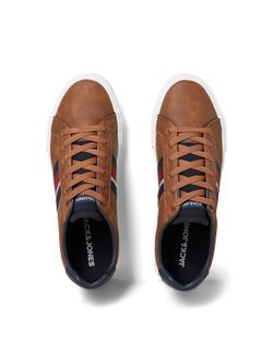 Deportivo con cordones banda tricolor Jack & Jones Cognac