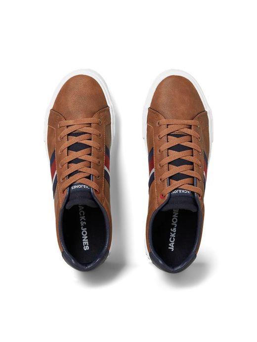 Deportivo con cordones banda tricolor Jack & Jones Cognac