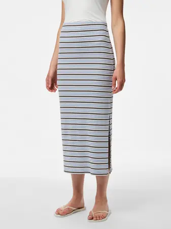 Falda canalé de rayas bicolor Pieces Cashmere Blue