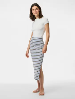 Falda canalé de rayas bicolor Pieces Cashmere Blue