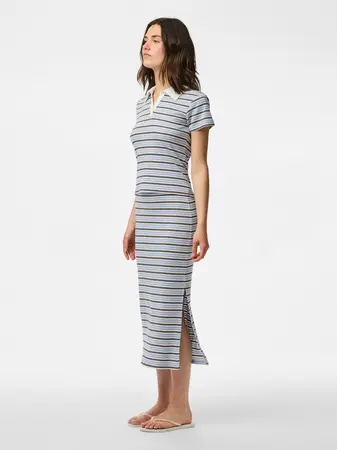 Falda canalé de rayas bicolor Pieces Cashmere Blue