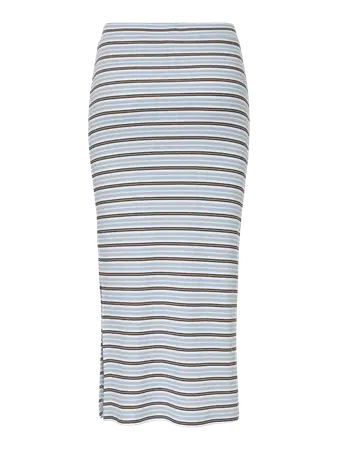 Falda canalé de rayas bicolor Pieces Cashmere Blue