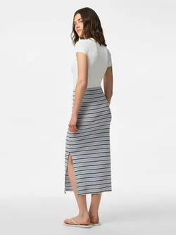 Falda canalé de rayas bicolor Pieces Cashmere Blue