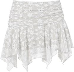 Falda corta de encaje Pieces Bright White
