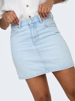 Falda corta tejana 5 bolsillos Only Light Blue Bleached Denim