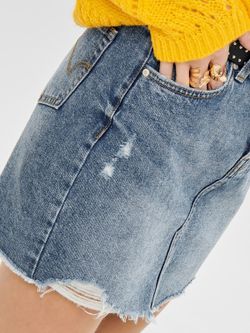 Falda corta tejana deshilachada Only Light Blue Den