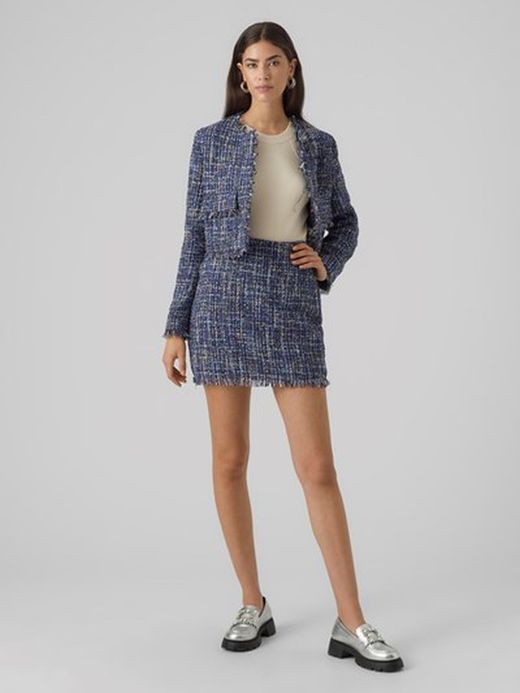 Falda corta tweed Vero Moda Navy Blazer