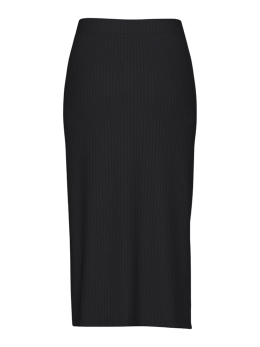 Falda midi canalé Pieces Black