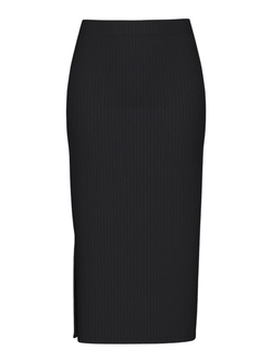 Falda midi canalé Pieces Black