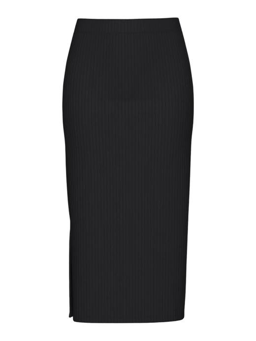 Falda midi canalé Pieces Black