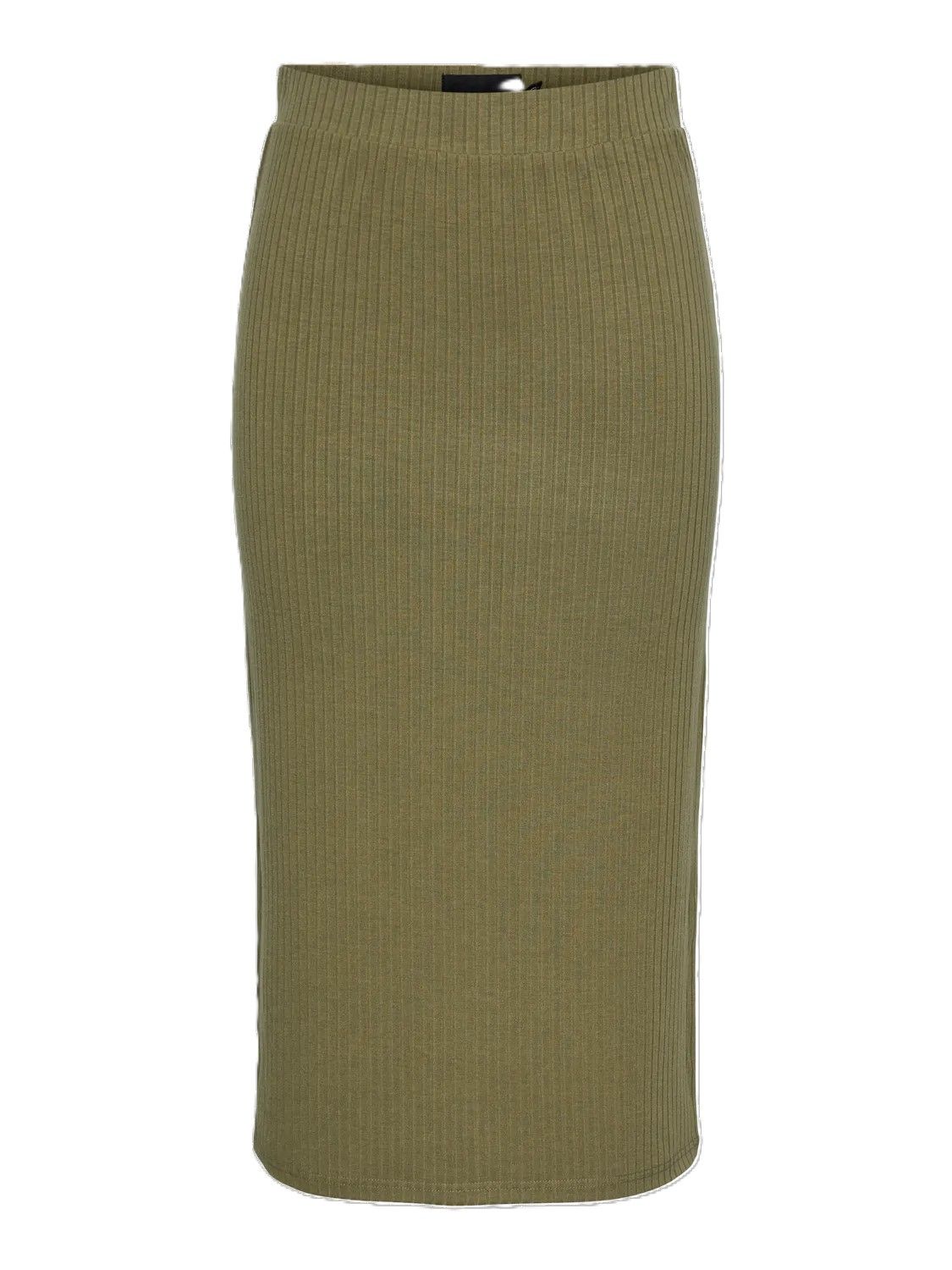 Falda midi canalé Pieces Deep Lichen