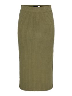 Falda midi canalé Pieces Deep Lichen