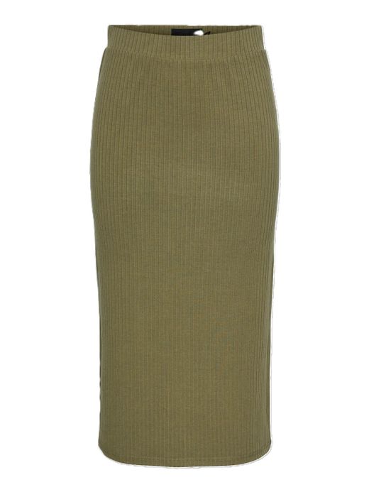 Falda midi canalé Pieces Deep Lichen