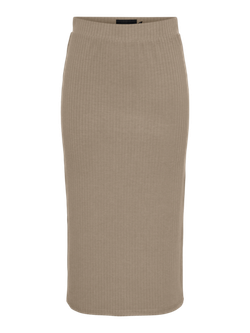 Falda midi canalé Pieces Silver Mink