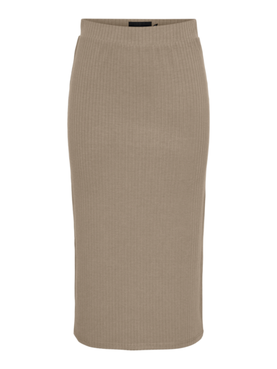 Falda midi canalé Pieces Silver Mink