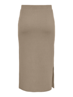 Falda midi canalé Pieces Silver Mink